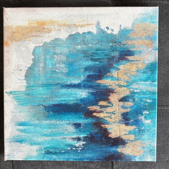 Abstract Blue and Gold Canvas Art - Picture 4 of 4